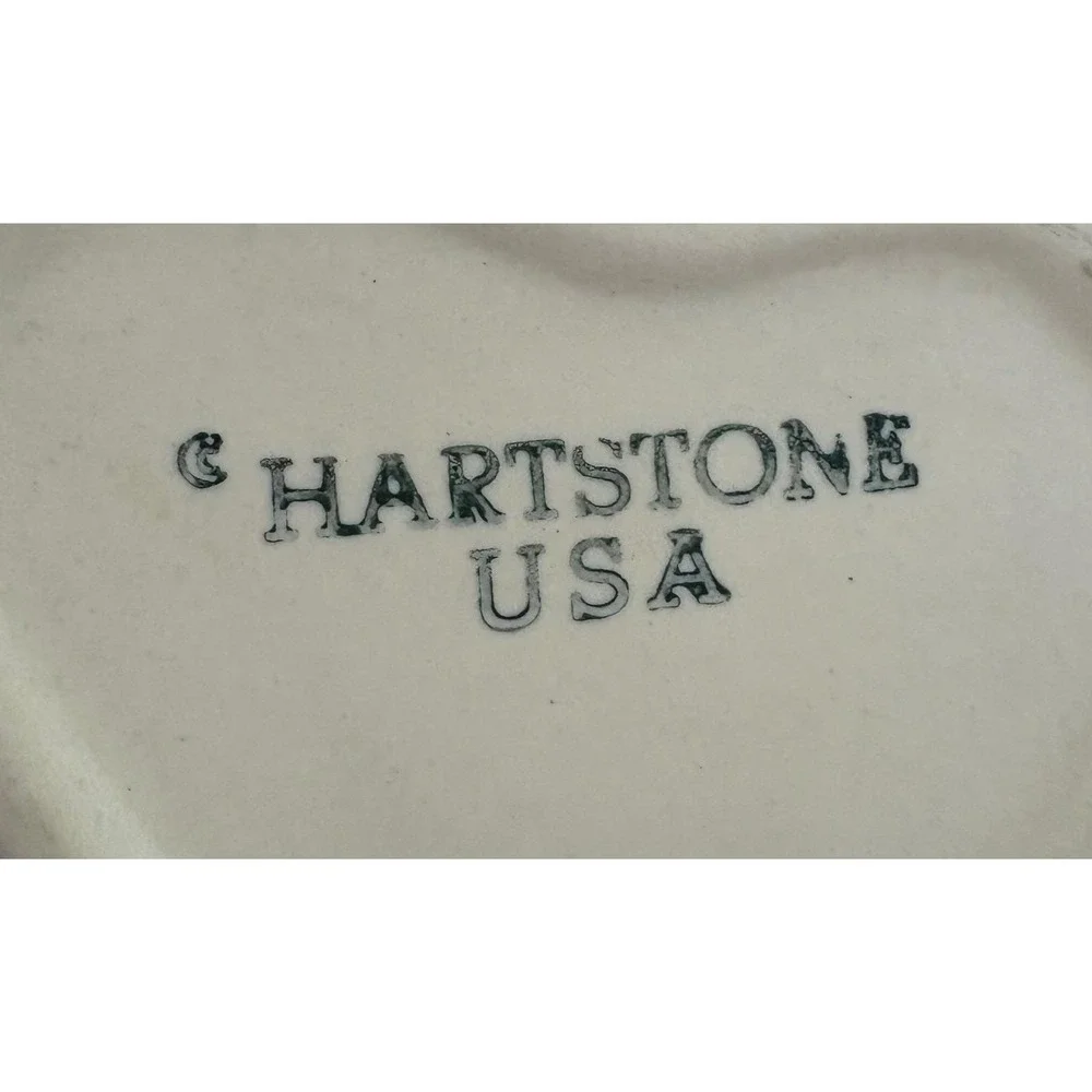 Hartstone Pottery Heart Shaped Ramekin Trinket Dish Sprig Berry Hand Painted USA